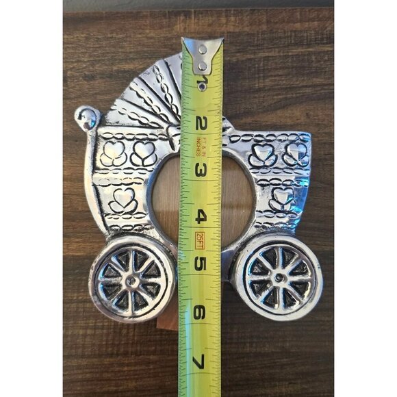 Baby Carriage Pewter Picture Frame Holland Boone With Wooden Back & Easel Stand - Picture 10 of 10